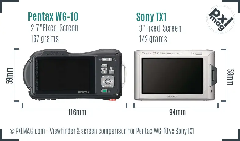 Pentax WG-10 vs Sony TX1 Screen and Viewfinder comparison