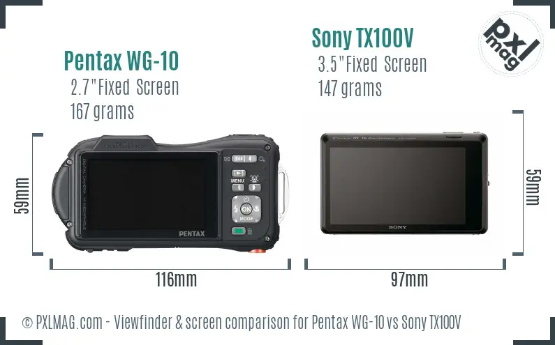 Pentax WG-10 vs Sony TX100V Screen and Viewfinder comparison