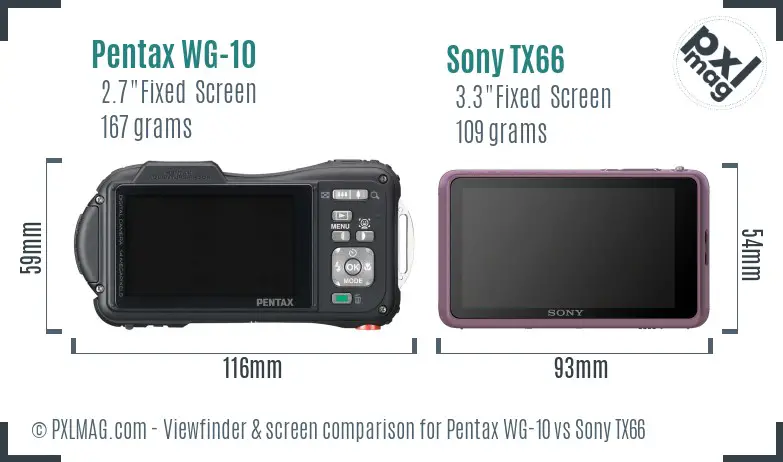 Pentax WG-10 vs Sony TX66 Screen and Viewfinder comparison