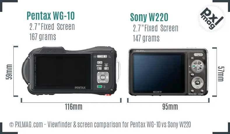 Pentax WG-10 vs Sony W220 Screen and Viewfinder comparison