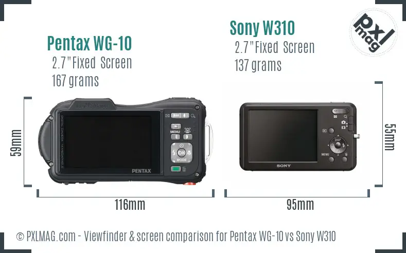Pentax WG-10 vs Sony W310 Screen and Viewfinder comparison
