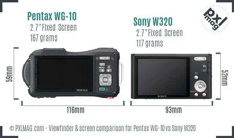 Pentax WG-10 vs Sony W320 Screen and Viewfinder comparison