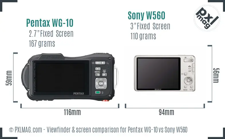 Pentax WG-10 vs Sony W560 Screen and Viewfinder comparison