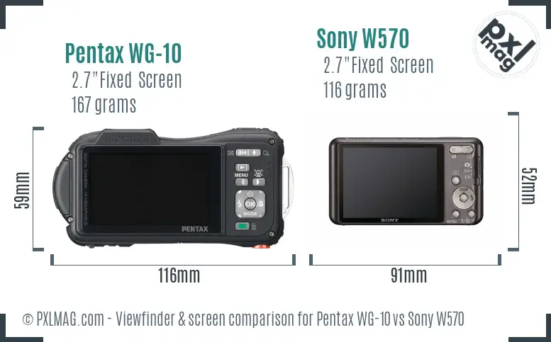 Pentax WG-10 vs Sony W570 Screen and Viewfinder comparison