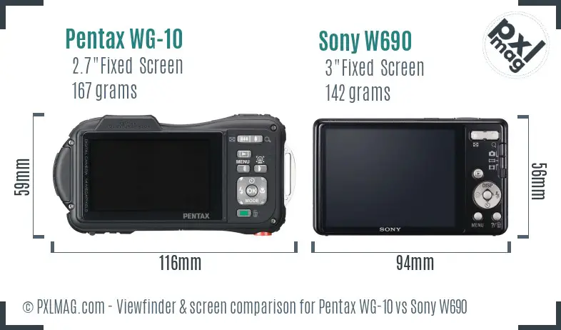 Pentax WG-10 vs Sony W690 Screen and Viewfinder comparison