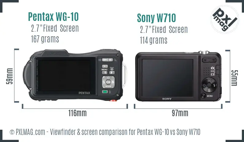 Pentax WG-10 vs Sony W710 Screen and Viewfinder comparison