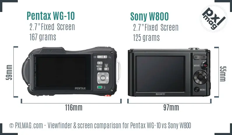 Pentax WG-10 vs Sony W800 Screen and Viewfinder comparison