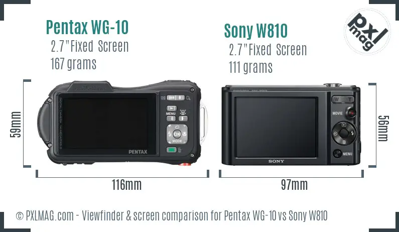 Pentax WG-10 vs Sony W810 Screen and Viewfinder comparison