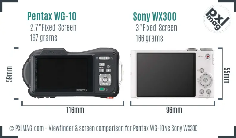 Pentax WG-10 vs Sony WX300 Screen and Viewfinder comparison