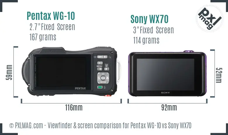 Pentax WG-10 vs Sony WX70 Screen and Viewfinder comparison