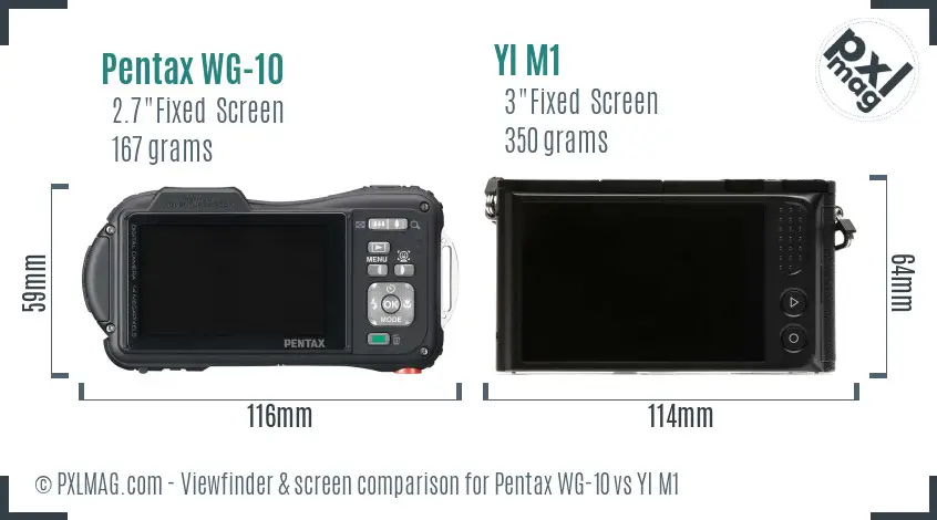 Pentax WG-10 vs YI M1 Screen and Viewfinder comparison