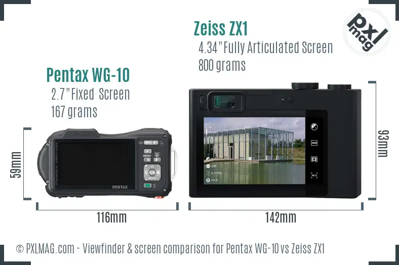 Pentax WG-10 vs Zeiss ZX1 Screen and Viewfinder comparison