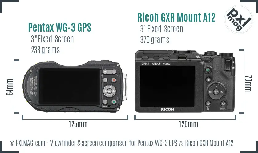 Pentax WG-3 GPS vs Ricoh GXR Mount A12 Screen and Viewfinder comparison