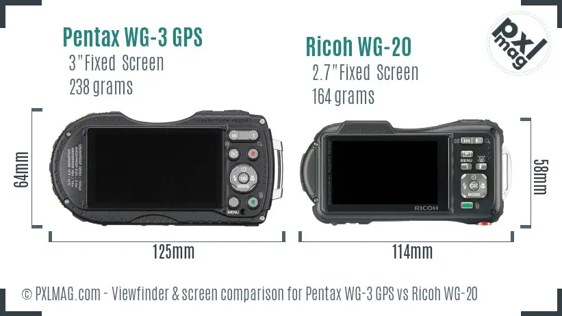 Pentax WG-3 GPS vs Ricoh WG-20 Screen and Viewfinder comparison