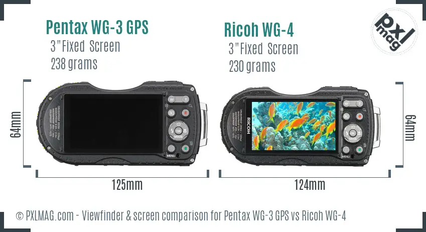 Pentax WG-3 GPS vs Ricoh WG-4 Screen and Viewfinder comparison