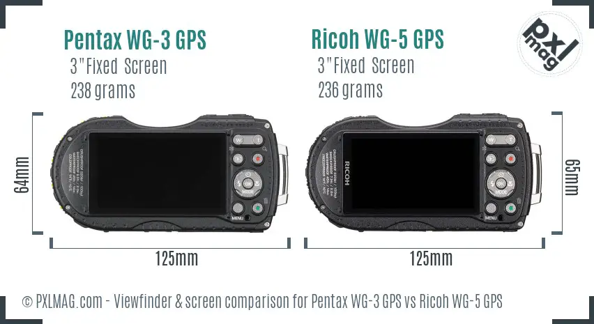 Pentax WG-3 GPS vs Ricoh WG-5 GPS Screen and Viewfinder comparison