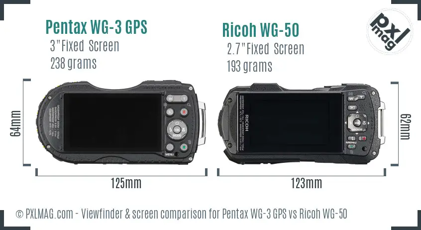 Pentax WG-3 GPS vs Ricoh WG-50 Screen and Viewfinder comparison