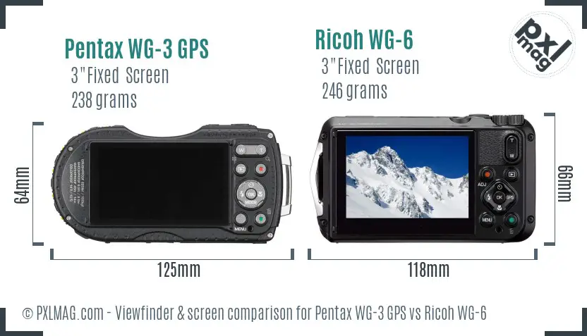 Pentax WG-3 GPS vs Ricoh WG-6 Screen and Viewfinder comparison