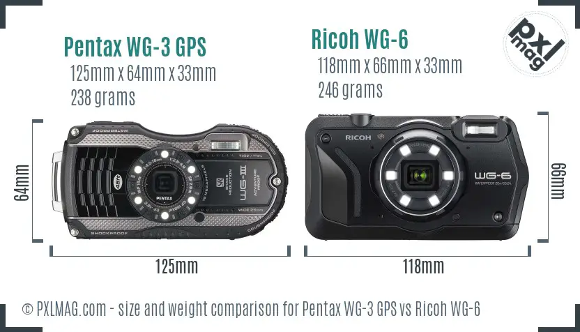 Pentax WG-3 GPS vs Ricoh WG-6 size comparison