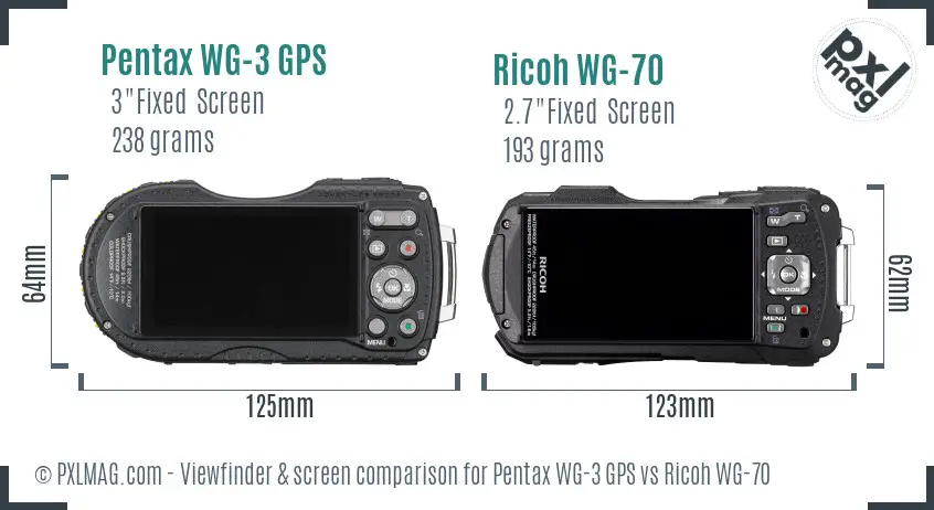Pentax WG-3 GPS vs Ricoh WG-70 Screen and Viewfinder comparison