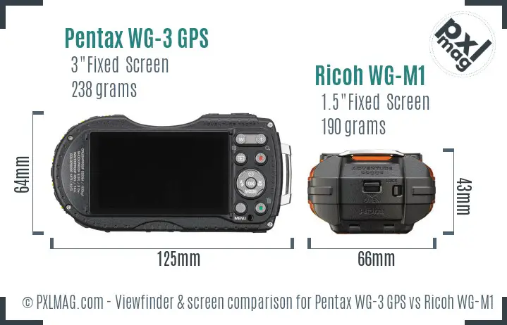 Pentax WG-3 GPS vs Ricoh WG-M1 Screen and Viewfinder comparison