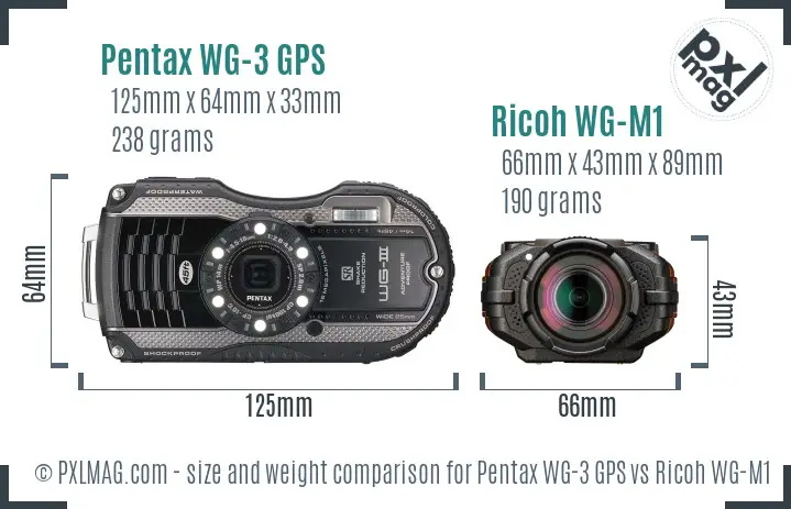 Pentax WG-3 GPS vs Ricoh WG-M1 size comparison