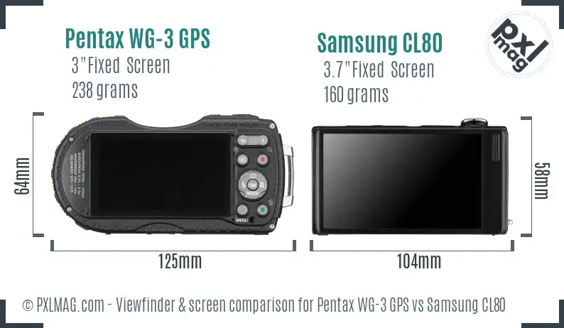 Pentax WG-3 GPS vs Samsung CL80 Screen and Viewfinder comparison