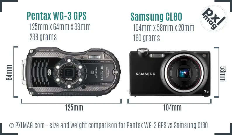 Pentax WG-3 GPS vs Samsung CL80 size comparison