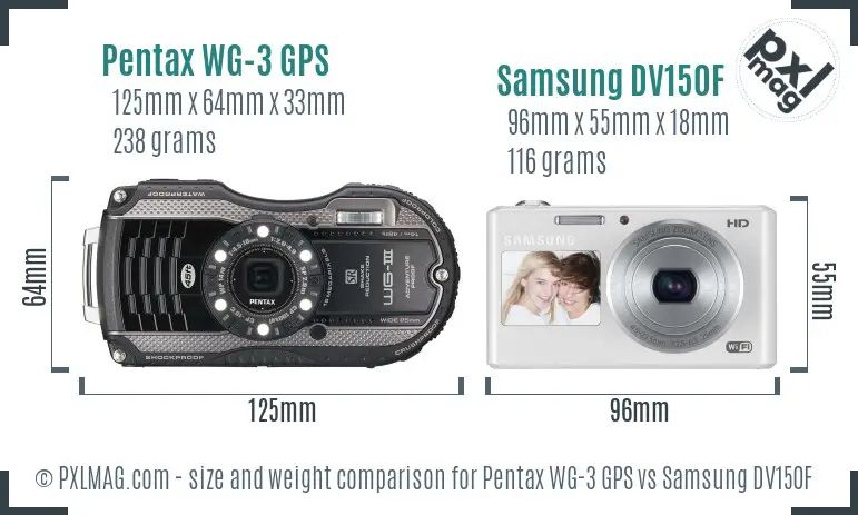 Pentax WG-3 GPS vs Samsung DV150F size comparison