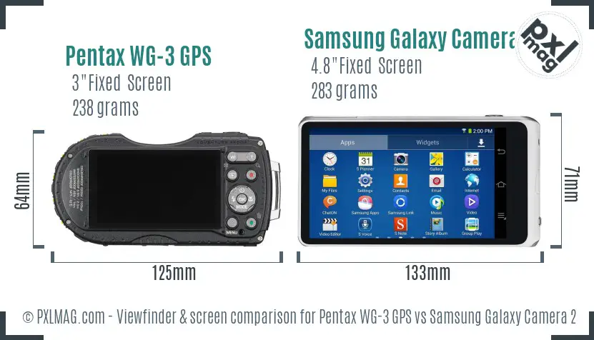 Pentax WG-3 GPS vs Samsung Galaxy Camera 2 Screen and Viewfinder comparison