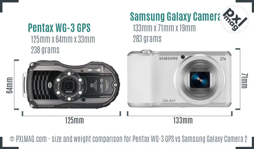 Pentax WG-3 GPS vs Samsung Galaxy Camera 2 size comparison
