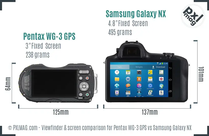 Pentax WG-3 GPS vs Samsung Galaxy NX Screen and Viewfinder comparison