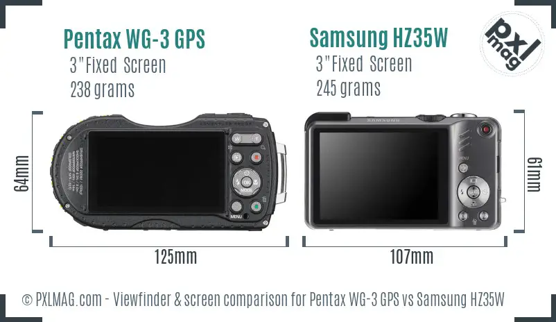 Pentax WG-3 GPS vs Samsung HZ35W Screen and Viewfinder comparison