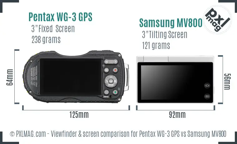 Pentax WG-3 GPS vs Samsung MV800 Screen and Viewfinder comparison