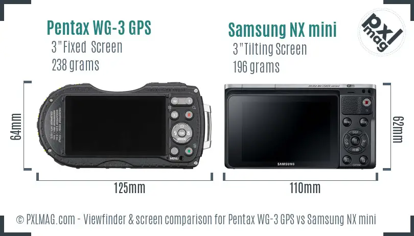 Pentax WG-3 GPS vs Samsung NX mini Screen and Viewfinder comparison
