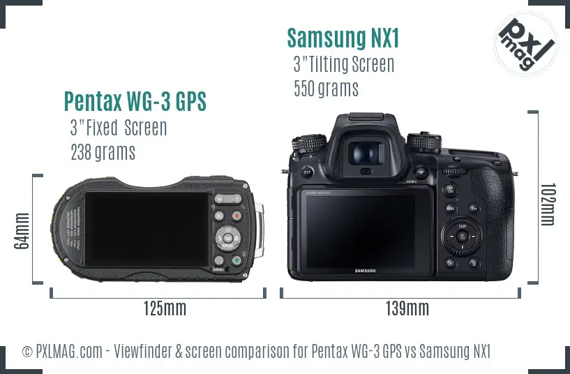 Pentax WG-3 GPS vs Samsung NX1 Screen and Viewfinder comparison