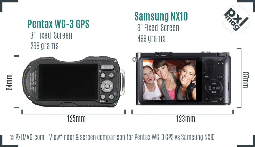 Pentax WG-3 GPS vs Samsung NX10 Screen and Viewfinder comparison