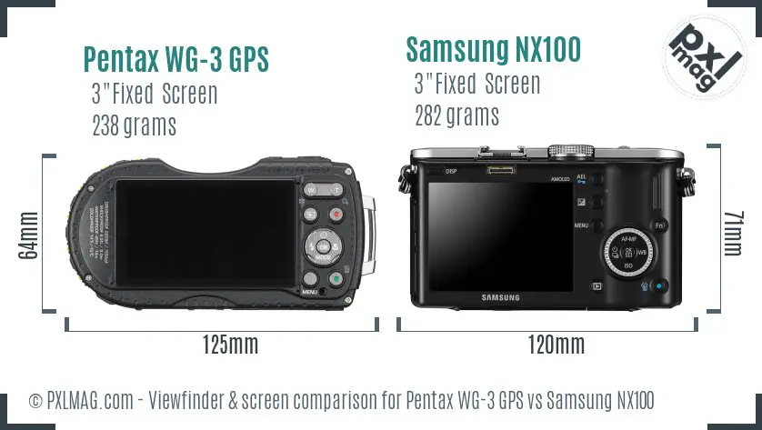 Pentax WG-3 GPS vs Samsung NX100 Screen and Viewfinder comparison