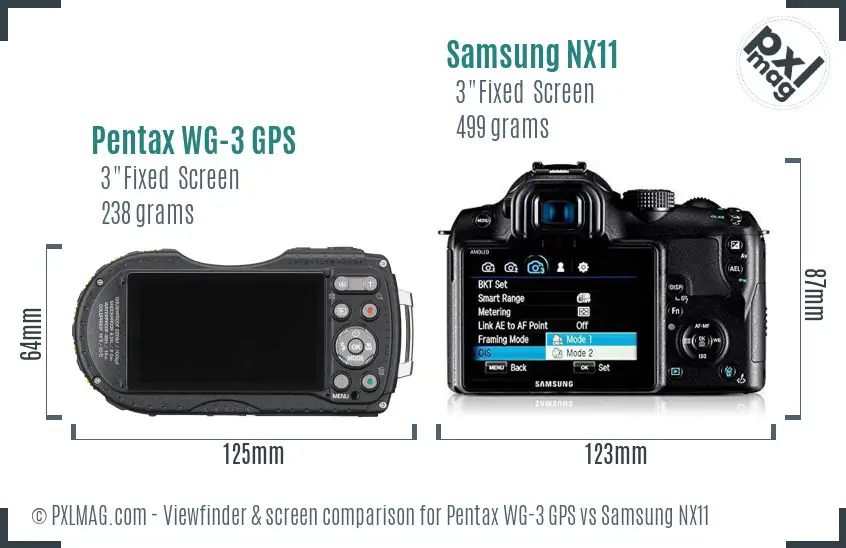Pentax WG-3 GPS vs Samsung NX11 Screen and Viewfinder comparison