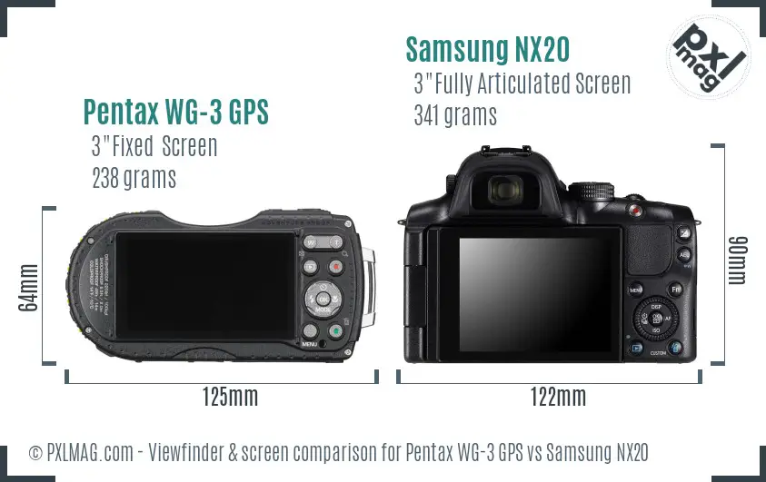 Pentax WG-3 GPS vs Samsung NX20 Screen and Viewfinder comparison