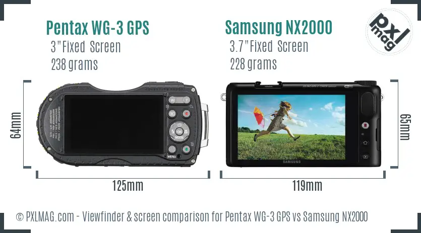Pentax WG-3 GPS vs Samsung NX2000 Screen and Viewfinder comparison