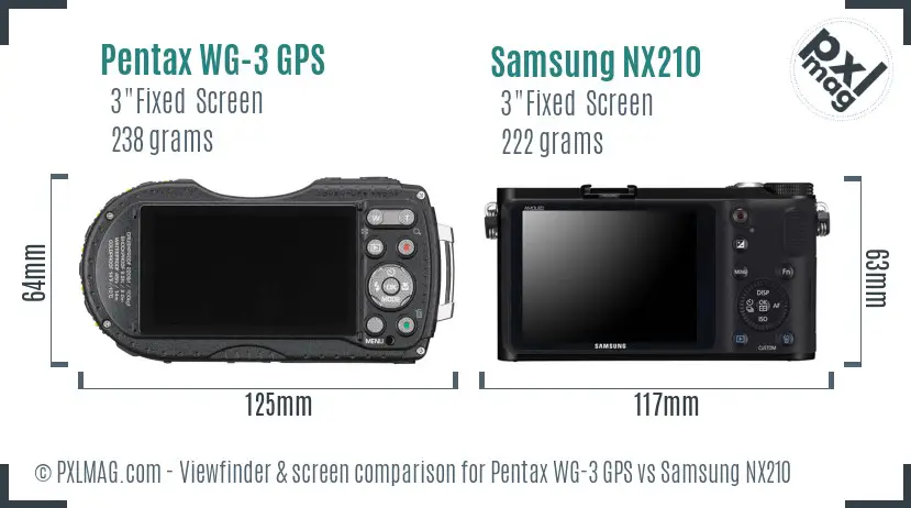 Pentax WG-3 GPS vs Samsung NX210 Screen and Viewfinder comparison