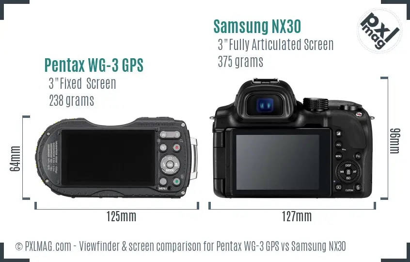 Pentax WG-3 GPS vs Samsung NX30 Screen and Viewfinder comparison