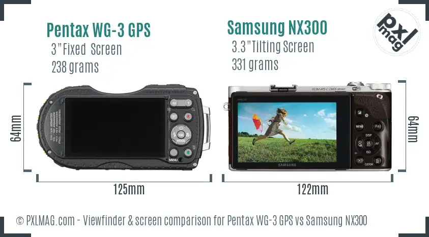 Pentax WG-3 GPS vs Samsung NX300 Screen and Viewfinder comparison