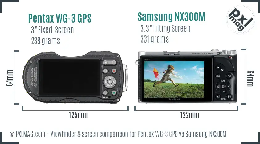 Pentax WG-3 GPS vs Samsung NX300M Screen and Viewfinder comparison
