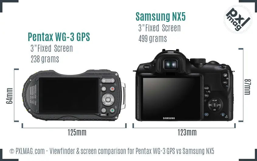 Pentax WG-3 GPS vs Samsung NX5 Screen and Viewfinder comparison