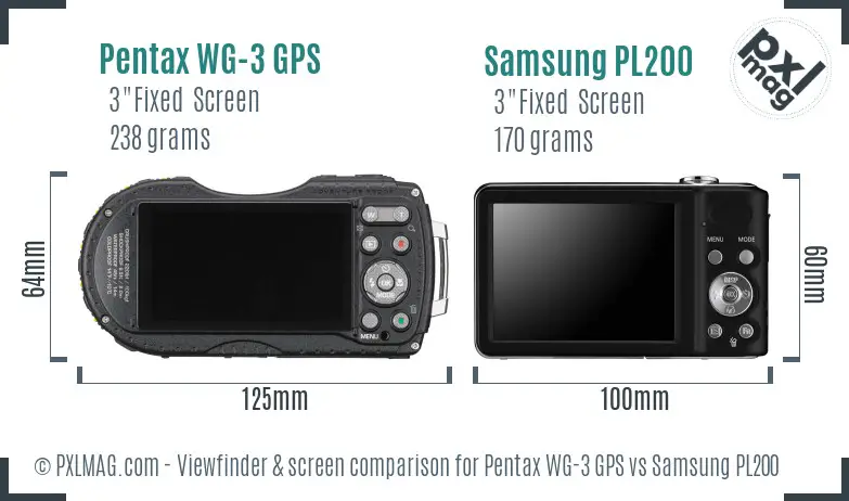 Pentax WG-3 GPS vs Samsung PL200 Screen and Viewfinder comparison