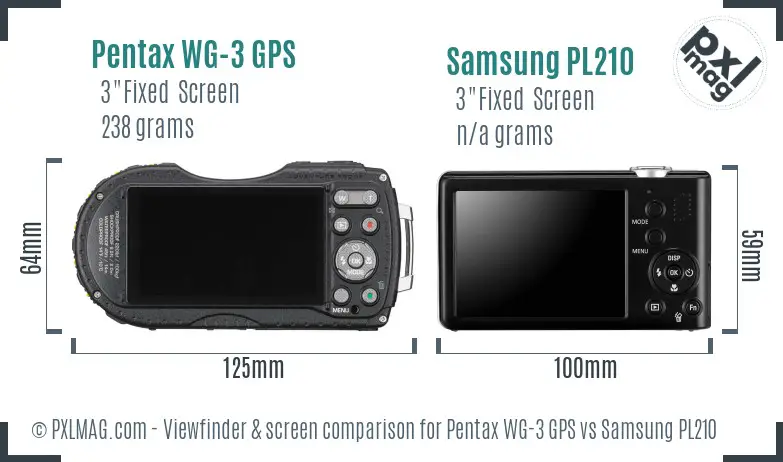 Pentax WG-3 GPS vs Samsung PL210 Screen and Viewfinder comparison