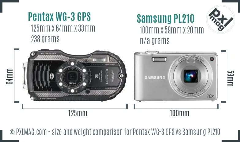 Pentax WG-3 GPS vs Samsung PL210 size comparison