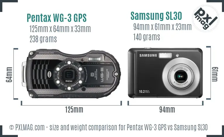 Pentax WG-3 GPS vs Samsung SL30 size comparison